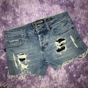 Ripped jean shorts